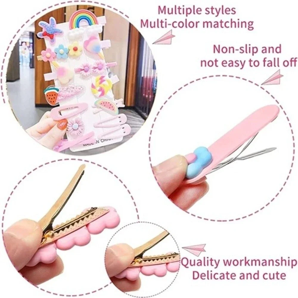New 14 pcs Little Girls Princess Hairpins Bangs Clip Set Lovely Hair Acc. Purple